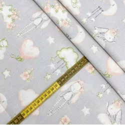 Rabbit and the Moon Fabric Cotton | Wolf Fabrics