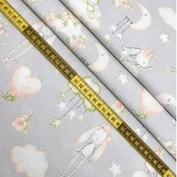 Rabbit and the Moon Fabric Cotton | Wolf Fabrics