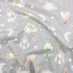 Rabbit and the Moon Fabric Cotton | Wolf Fabrics