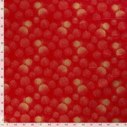 Fabric Cotton golden Christmas baubles Red Background | Wolf Fabrics
