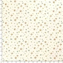 Fabric Cotton Golden Stars and Fir Branches Background White | Wolf Fabrics