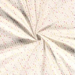 Fabric Cotton Gold Christmas Trees Stars and Hearts Background White | Wolf Fabrics