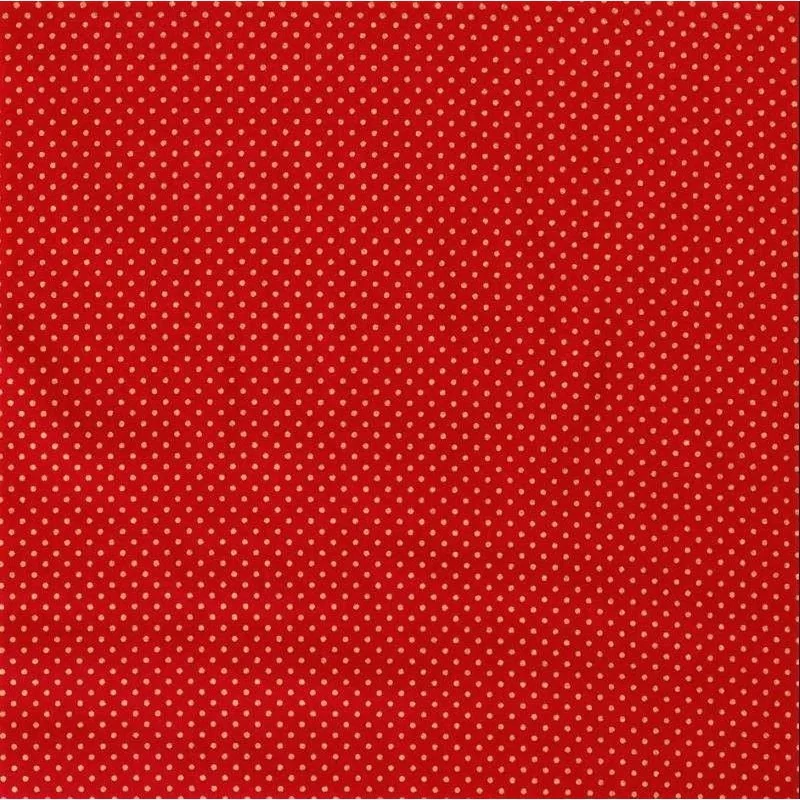 Fabric Cotton Golden Little Dots Red Background | Wolf Fabrics