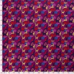 Golden Christmas Reindeer Fabric Purple background |  Wolf Fabrics