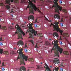 Fabric Harry Potter burgundy background | Wolf Fabrics