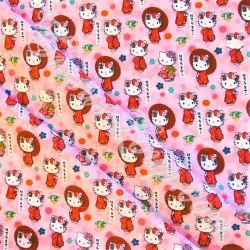 Fabric Hello Kitty Kimono pink background | Wolf Frabrics