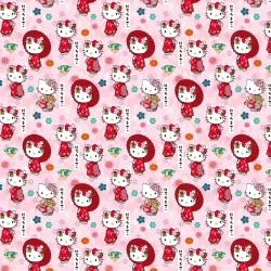 Fabric Hello Kitty Kimono pink background | Wolf Frabrics