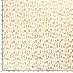 Fabric Cotton golden Christmas baubles Deco white Background | Wolf Fabrics