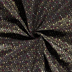 Fabric Cotton Gold Christmas Trees Stars and Hearts navy blue Background | Wolf Fabrics