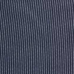Fabric stretch jean Dark blue with white stripes |  Wolf Fabrics