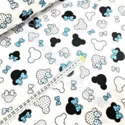 Disney Mickey & Minnie on Blue Christmas Cotton Fabric