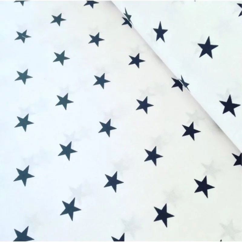 Fabric Navy blue stars on white background | Wolf Fabrics