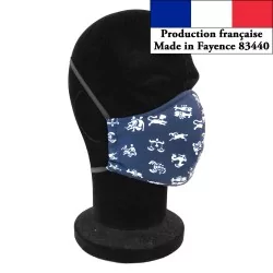 Masque protection barrière motif serpent design à la mode réutilisable AFNOR made in fayence | Wolf Fabrics