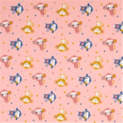 Fabric Jersey Little Monkey Pink background Cotton Organic | Wolf Fabrics