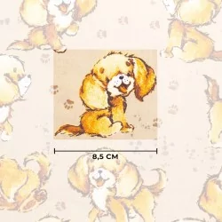 Cotton Fabric Small Beige Dog | Wolf Fabrics