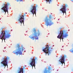 Fabric Frozen  Anna and Elsa  Disney White background | Wolf Fabrics
