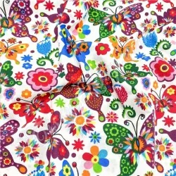 Butterflies and Flowers Fabric Cotton | Wolf Fabrics