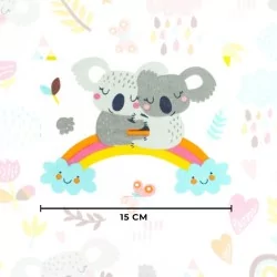 Koala on Rainbow Fabric white Background | Wolf Fabrics