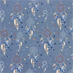 Cotton Fabric Dream Catcher Blue Background | Wolf Fabrics