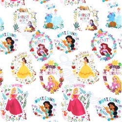 Fabric Disney Princesses white background | Wolf Fabrics