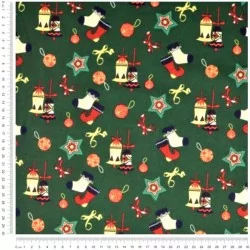 Fabric Cotton Christmas decoration green background | Wolf Fabrics