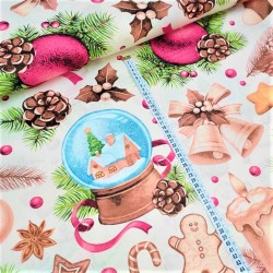 Fabric Cotton Snow Globe and Christmas Bell Large Patterns | Wolf Fabrics