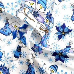 Snowman with blue hat Fabric Cotton | Wolf Fabrics