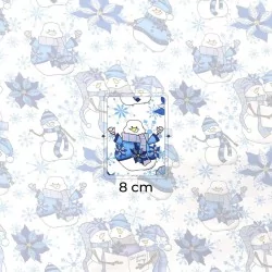 Snowman with blue hat Fabric Cotton | Wolf Fabrics