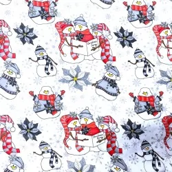 Snowman with red hat Fabric Cotton | Wolf Fabrics