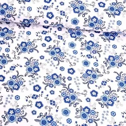 Fabric Cotton Blue Flowers | Wolf Fabrics