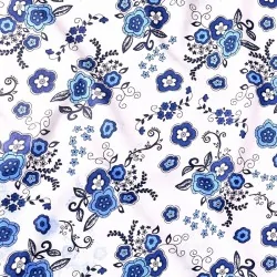 Fabric Cotton Blue Flowers | Wolf Fabrics