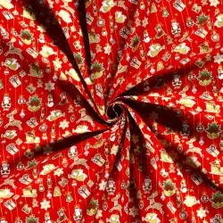 Fabric Cotton Christmas Decoration red background | Wolf Fabrics
