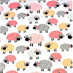 Cotton Fabric Pink Sheeps | Wolf Fabrics