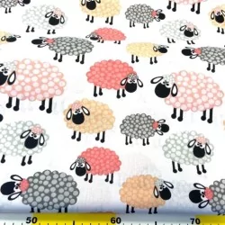 Cotton Fabric Pink Sheeps | Wolf Fabrics