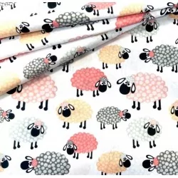 Cotton Fabric Pink Sheeps | Wolf Fabrics