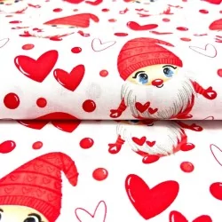 Christmas Elves and hearts Fabric Cotton | Wolf Fabrics