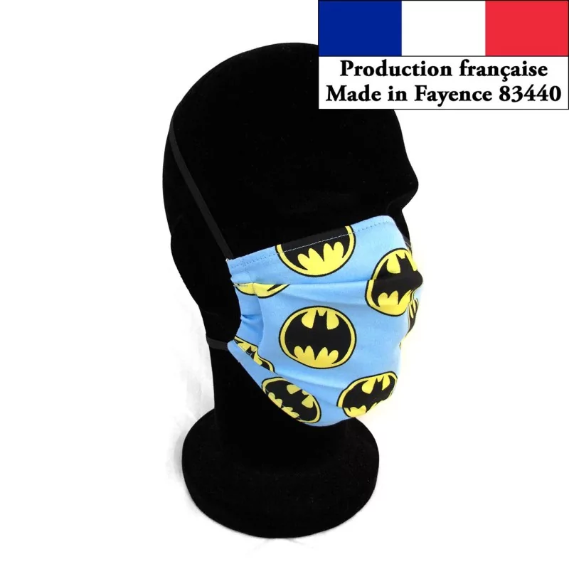 Masque protection Batman  Léger  l'été réutilisable AFNOR Made in Fayence | Wolf Fabrics