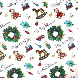 Fabric Cotton Merry Christmas and Happy New Year | Wolf Fabrics