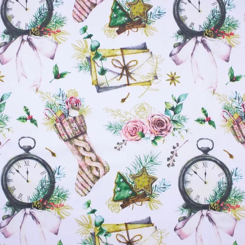 Fabric Cotton Christmas Clock  | Wolf Fabrics