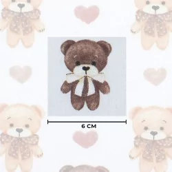 Fabric Cotton Beige Brown Teddy and Hearts | Wolf Fabrics