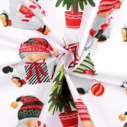 Fabric Cotton Christmas elf and fir tree | Wolf Fabrics