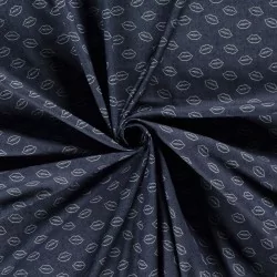 Fabric Dark blue Jean stretch Lips | Wolf Fabrics