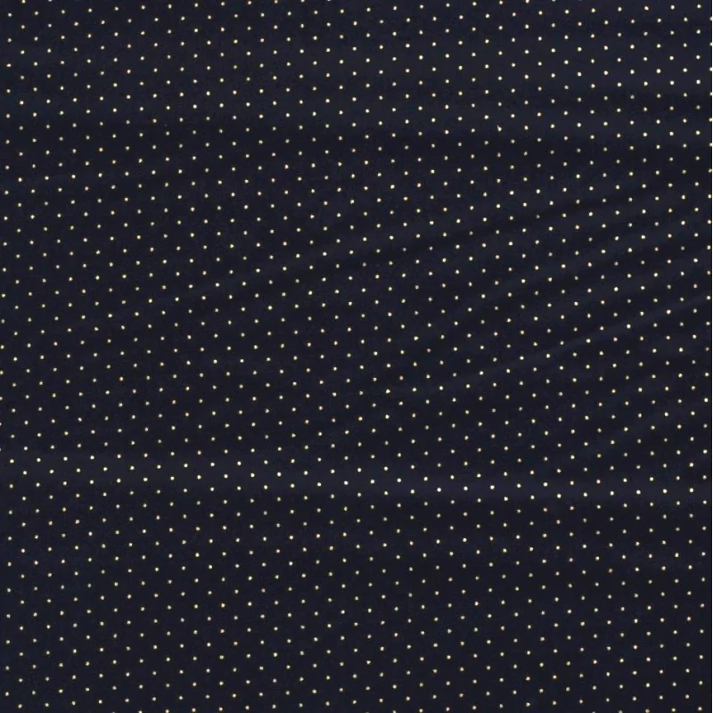 Fabric Cotton Golden Dots 2mm navy blue background | Wolf Fabrics