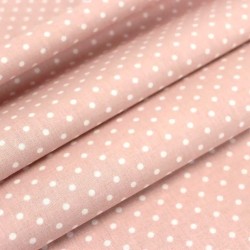 Fabric Cotton White Little Dots 4mm Powder Pink Background | Wolf Fabrics