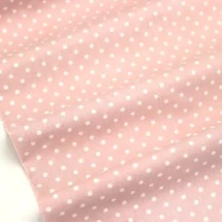 Fabric Cotton White Little Dots 4mm Powder Pink Background | Wolf Fabrics