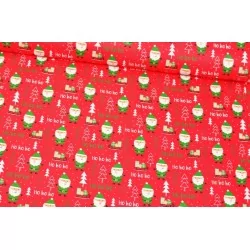 Green Santa Claus  |Ho ho ho Fabric Cotton | Wolf Fabrics