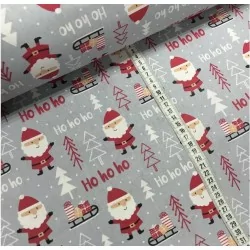 Green Santa Claus  |Ho ho ho Fabric Cotton | Wolf Fabrics
