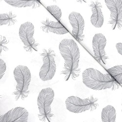 Fabric Cotton Grey feathers | Wolf Fabrics