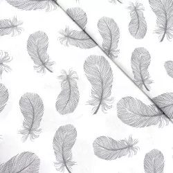 Fabric Cotton Grey feathers | Wolf Fabrics