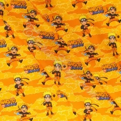 Fabric Cotton Naruto Shippuden Yellow orange background | Wolf Fabrics